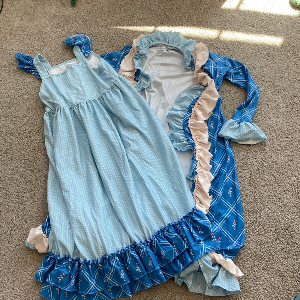 Girls candy cane robe with dress size 12